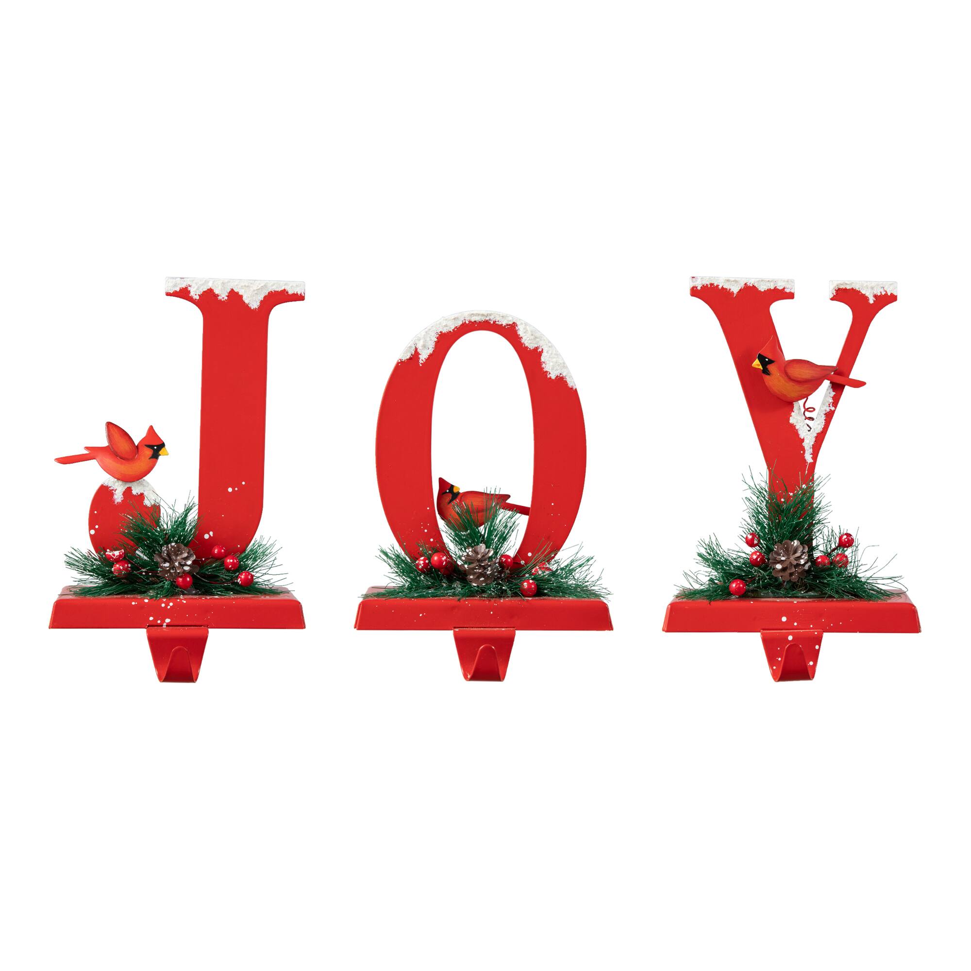 Glitzhome® Christmas Metal JOY Stocking Holder Set
